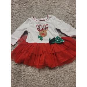Jessica Ann Baby Girl Christmas Dress 12M Reindeer Tutu Holiday Outfit